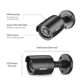 ANNKE 1080P TVI Varnostne Kamere 2pcs 2MP Bullet Komplet Zunanja IP66 Vremensko Stanovanj 66ft Super Night Vision Smart IR CCTV Kamera