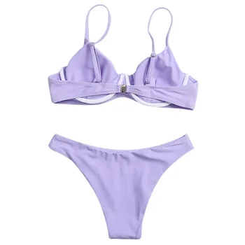 Poletje ženske barva split kopalke vijolično udobno sveže modne seksi kopalke plažo zbrali bikini 02*