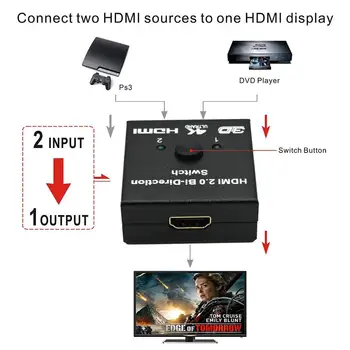 AIXXCO Bi-Smer 4K HDMI je združljiv Preklopnik 2 v 1 izhod HDMI je združljiv Splitter 1x2/2x1 Tok iz Pretvornika za PS4 TV Box