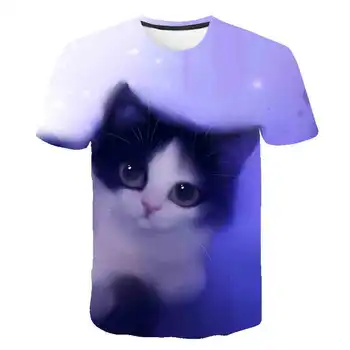 Fant luštna mačka dvigalo nevihte tiskanja oblačila dekle 3D zabavno T-shirt oblačila otroci 2020 poletnih oblačil, otroci Tees otroška T-shirt majica