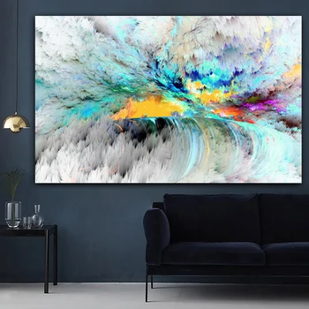 Wangart modra Cloud Povzetek Oljno Slikarstvo mirno morje Stenske Slike Za dnevno Sobo Platno Sodobne Umetnosti Plakat In Tiskanje