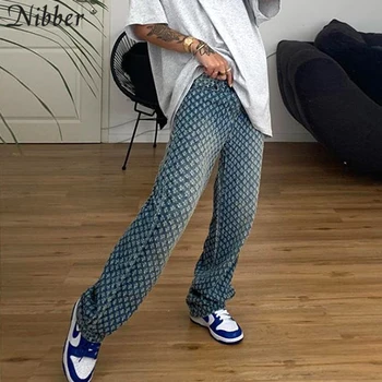 Nibber moda kariran votlih out hip hop hlače ženske Jeans Klub 2021 Y2K Visoko Pasu svoboden Ulica Slog Demin Barve Hlače mujer