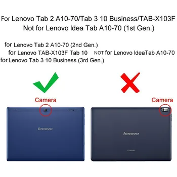 Primeru Zajema Tablet usnjena torbica za Lenovo Tab2 A10-70F/L A10-30 X30F 10.1 Palčni Lenovo Tab3 10 Poslovnih X103f TB3-X70F/M Kritje