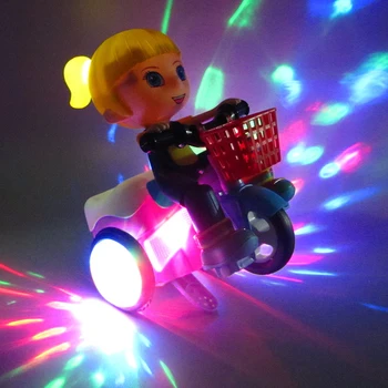 Baby Doll Igrača Slika Igrače Model Lutka 360° Stunt Obračanje Tricikel, Glasba, Razsvetljava Elektronske Igrače z Zvokom Otroke Božič Darilo