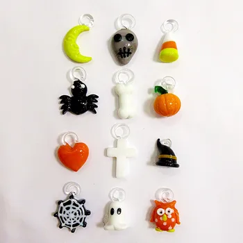 Prodaja v kompletih, Črna ročno murano stekla drevo sobi Doma namizje Halloween Dekoracijo ornament z 12 čare Obesek dodatki