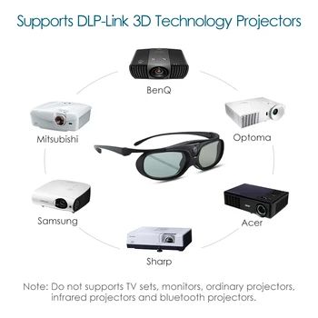 BOBLOV Aktivnega Zaklopa Očala 3D DLP-Link USB Modra Združljiv BenQ W1070 W700 Dell Projektor 3D Očala za Projektor DLP
