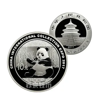 2017 Kitajska 10 Juanov Panda srebrnik Resnično Izvirno Kovancev za Zbiranje Darilo s Potrdilom UNC