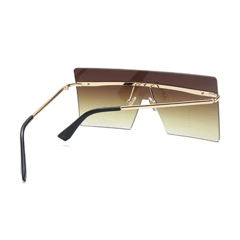 LongKeeper Prevelik Rjava sončna Očala Ženske Luksuzni Kvadratnih Rimless Očala za Sonce Ravno Top Gradient Očala oculos de sol feminino