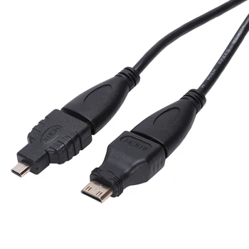 3 v 1 HDMI za Mini & Micro HDMI V1.4 Pretvornik Kabel Črna, 0,5 M