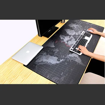 Svetovni Zemljevid Mouse Pad Silikonski Velike Mousepad Gume z Zaklepanje Rob Igralne Miške Mat Tipkovnico Pad For Laptop PC Gamer