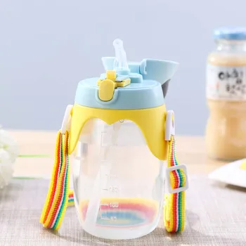 Baby Steklenico Vode Hranjenje Dojenčkov Risanka Resnost Žogo Pokal Flip Pokrov Puščanje Dokazilo Usposabljanje Ročaj Slame Pijače Steklenica 400 ML