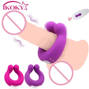 IKOKY Petelin Obroč Vibrator 9 Hitrosti Penis prstan Massager Vibrator Penis Stimulacijo Klitorisa Sex Igrače za Človeka Klitoris Stimulator