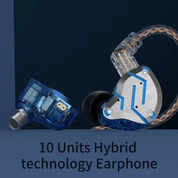 KZ ZS10 Pro Blue šumov Slušalke Kovinski Slušalke 4BA+1DD Hibridni 10 vozniki HIFI Bas Čepkov V Uho Slušalke Zaslon