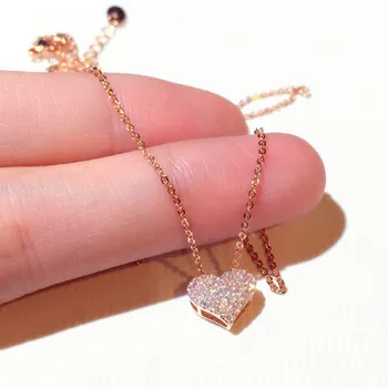 Japonski in korejski moda ljubezen rose zlata svetleči kristali ženska ogrlico, obesek, poroka, Valentinovo nakit darilo
