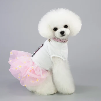Novi izdelki vroče spomladi in jeseni pes, mačka obleko modne cvet krilo mucek, psiček vzorec Chihuahua oblačila 2019 novo bombaž