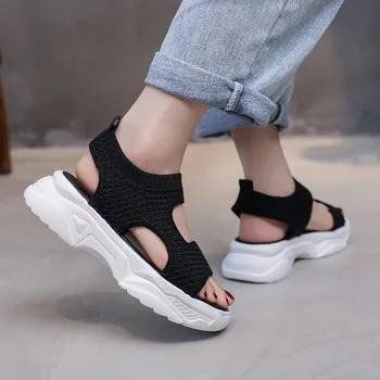 COOTELILI Ženske Poletne Sandale, ki Modne Stanovanj Čevlji 2020 Nov Modni Sandali Non-slip Black Osnovne Sandali Zdrsne Na Priložnostne