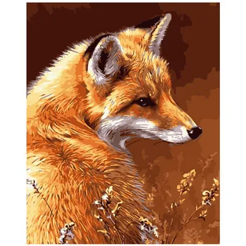 Barvanje Z Številkami DIY Dropshipping 40x50 60x75cm Divje trave iz fox Živali Platno Poročno Dekoracijo slikah Darilo