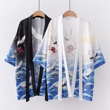 Japonski Kimono jopico ženske yukata ženski arajuku kawaii oblačila bluzo majica obi