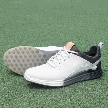 Novo Pravega Usnja Mens Golf Čevlji Proti Drsenju Spikless Hoja Superge za Golfist Moških Bele Nepremočljiva Golf Footwears