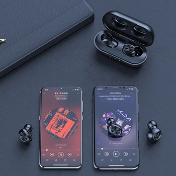 2021 B5 TWS Bluetooth Brezžične Slušalke 5.0 Touch Kontrole Čepkov Nepremočljiva 9D Stereo Glasbe, Slušalke 300mAh Moči Banke