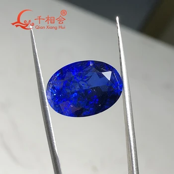 Ovalne oblike naravnih cut modra barva umetnega safir 34# vključno manjše razpoke in vključitev korund svoboden gem kamen