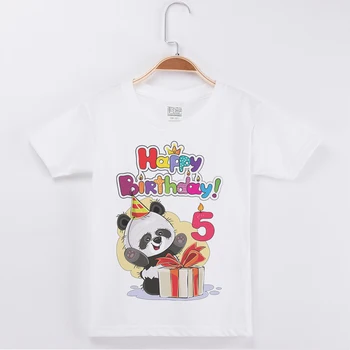 Vroče Prodaje Rojstni Dan Otroci Oblačila Panda Tisk T-Shirt Bombaž Bela Kratka Otroci Oblačila Fantje T Srajce Otrok Stranka Vrhovi Tee
