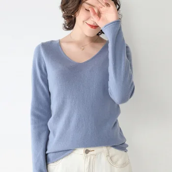 Spomladi in jeseni nov slog dolgo sleeved Proti-vrat barva pleteni pulover ženske