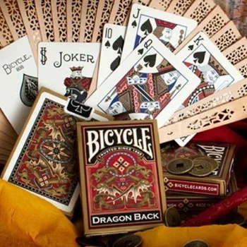 Izposoja Zmaj Nazaj Igralne Karte, Rdeča/Zlata Krova USPCC Dosegljivi Poker Igre s kartami Magic čarovniških Trikov Rekviziti
