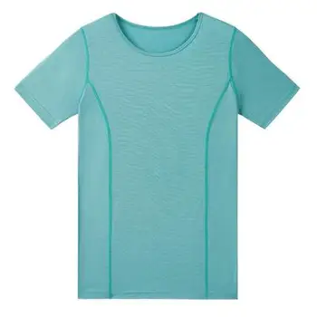 Ženske plitev merino volne T majica kratek rokav posadke Poleg Kože osnove plast vrhovi športna oblačila Quick dry