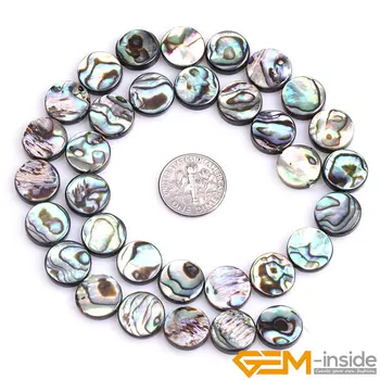 Naravni Abalone Lupini Kovanec Ravno Kroglice DIY kroglice za nakit, Izdelava Sklop 15