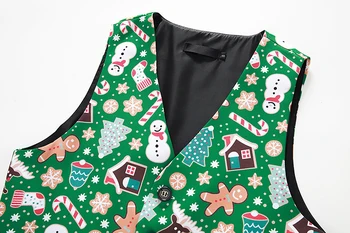 Zelen Božič Telovnik Waistcoat Moških 2020 Moda Medenjaki Človek Snežinka Tiskanje Majice Moške Navidad Stranka Festival Kostum Chaleco