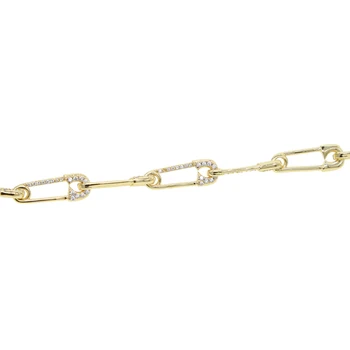 Novo Choker ogrlica pin obliko čar, nakita, Zlata barva mikro utrla cz varnost pin povezavo choker veriga ogrlica 32+8 cm za poroko