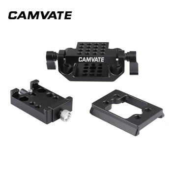 CAMVATE Manfrotto Hitro Sprostitev Adapter Baseplate & Pomični Nosilec Tablice Z 15 mm Dvojno Palico Objemka Za DSLR Fotoaparat Sistem za Podporo