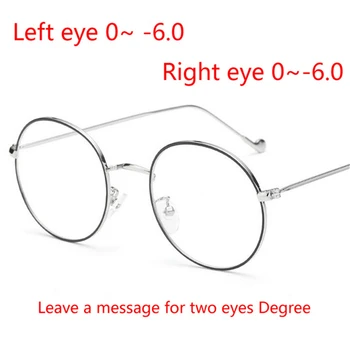 1.56 Asferični Žensk Krog Kovinskih Očal Okvir S Stopnjo Moda Ultralahkih Končal Kratkovidnost Očala -1.0 -1.5 -2.0, Da -6.0