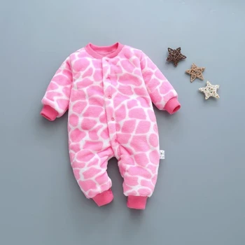 Jeseni, Pozimi Novorojenčka novorojenčka kostum, Obleke Dinozaver Tiskanja Romper Toplo Malčke Baby Boy Girl Mehko Runo Jumpsuit Pižami