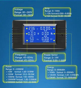 AC 80V~260V 100A Digitalni Napetost Tekoči Meter W Kwh Energije Moči, Voltmeter Ampermeter
