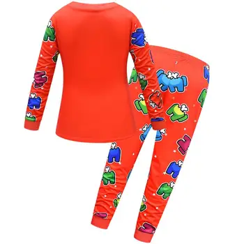 Risanka natisnjeni pižamo+Hlače 2Pcs Med nami Otroci Pomlad Obleke, Fantje, Dekleta, Otroci Trenirko Moda Obleke, Igralne Garniture