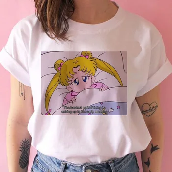 Smešno 2019 Sailor Moon Majica s kratkimi rokavi Ženske Harajuku Risanka Tshirt Estetske Kawaii Ulzzang 90. T-shirt Ženski zgornji deli oblačil Tee Kratek Rokav