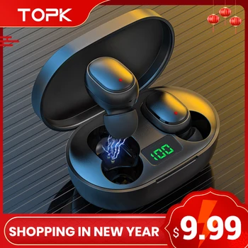 TOPK TWS Bluetooth Slušalke LED Zaslon Brezžične Slušalke Stereo Zvok, V Ušesu Šport Čepkov za Xiaomi Redmi Telefon