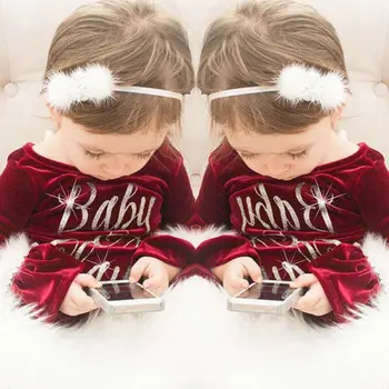 UK Božič Malčke Baby Dekleta Božič Krzno Jumpsuit Romper Obleka, Obleka Oblačila 0-24 Mesecev