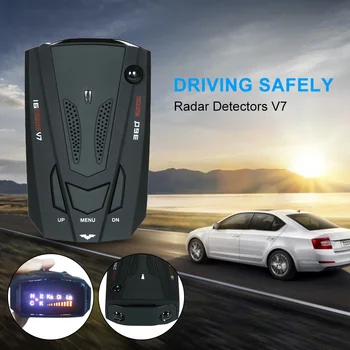 Najnovejši Auto 360-Stopinjski Avto Anti Radar Detektor za Vozila V7 Hitrost Glasovno Opozorilo s 16 Band LED Zaslon Detektor