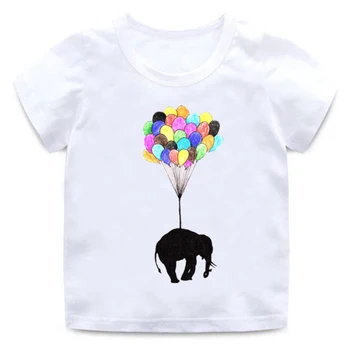 Otrok luštna slona vožnja motocikla natisni T-shirt 3D slon majica fantje in dekleta mehko krog vratu priložnostne t-shirt