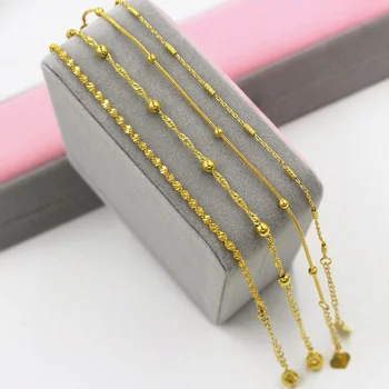 Debelo čistega zlata barva kača verige z žogo kroglice zapestnica za Ženske / dekleta 18+3 cm.modni Nakit za ženske