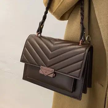 Vintage Kvadratnih Pazduho vrečko 2021 Moda New Visoke kakovosti PU Usnja Ženske Oblikovalec Torbici Visoka zmogljivost Ramenski Messenger Bag
