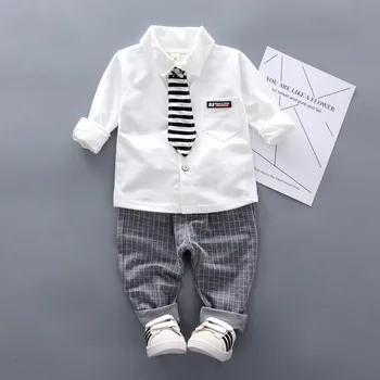 Baby Fantje Kompleti Oblačil za Pomlad Jesen Dojenčka Bombaž, Gospod Obleke Prugasta T-shirt Hlače Novorojenega Dečka Baby Trenirko