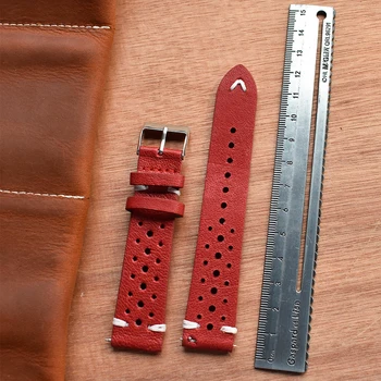 Usnje Watch Trak Porozne Dihanje Watch Band 18 mm 20 mm 22 mm 24 mm Ročno Šivanje Watchband Wist Zapestnice Zamenjava