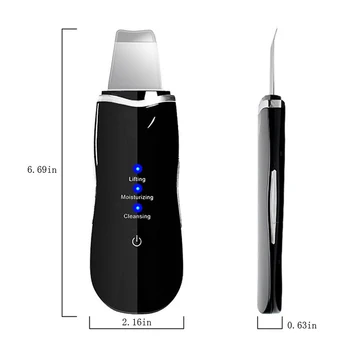 Ultrazvočno USB Ion Globinsko Čiščenje Kože Microcurrent Scruber Lopato Obraza Por Blackhead Čistilo za Obraz Massager