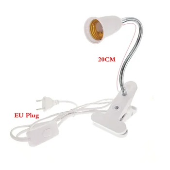 EU NAS Plug za 360 Stopinj in Prilagodljiv Desk okova E27 Osnove Svetlobe Vtičnico Gooseneck Clip-On Kabel Z Na off Stikalo za dom krško