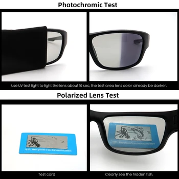 VIVIBEE Moški Športni Photochromic sončna Očala z Polarizirana Objektiv Matte Black UV400 Moški Kameleon Barve Očala