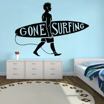 Deskanje Stenske Nalepke Fantje Soba Dekoracijo Surfer Vinilne Nalepke Surf Doma Freske Morje, Plaža O118